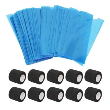 Imagem de Caneta de tatuagem bandagens máquina sacos aperto cobre anti deslizamento conjunto protetor à prova dwaterproof água para artistas tatuagem tecido não tecido pe 10 pçs 200 pçs (Preta)