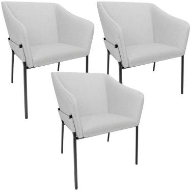 Imagem de Kit 3 Cadeiras Para Sala De Jantar Estar Living Olívia L02 Linho Cinza - Lyam Decor