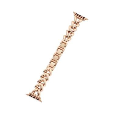 Imagem de Pulseira De Aço Inoxidável Dourada Para Apple Watch 44mm 41mm 42mm 49m