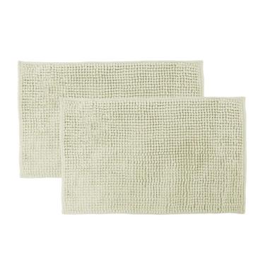 Imagem de Kit 2 Tapetes Banheiro Bolinha Antiderrapante Palha 58x38cm