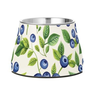 Imagem de SEHANY Tigelas para cães de mirtilo em aquarela antiderrapante de aço inoxidável com fundo de borracha que evita a queda, 2,3 tigelas quadriculadas para comida e água para cães e gatos