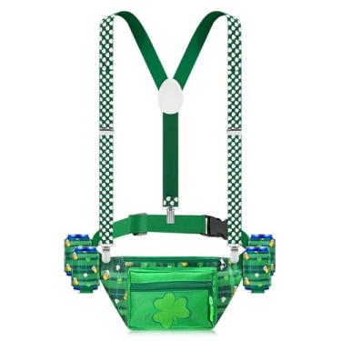 Imagem de Pochete de Dia de São Patrício, cinto de trevo, cintura com suspensórios, suporte para bebidas, bolsa de trevo para lembrancinha de festa irlandesa, Conforme mostrado., Clássico