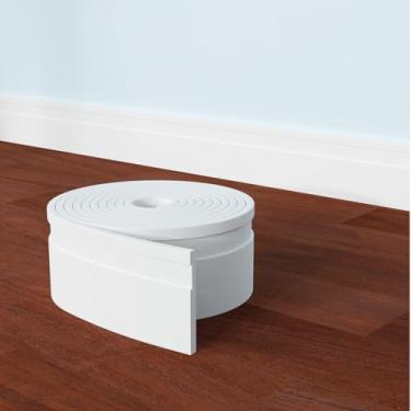 Imagem de COUKIU Acabamento flexível de moldagem de placa de base de EVA, acabamento de moldagem de base de parede de borracha, 10 cm x 82 metros base de parede de vinil autoadesivo base de enseada (branco puro