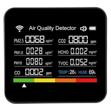 Imagem de YWBL-WH Medidor Inteligente de Qualidade do Ar, Detector Interno WiFi 14 Em 1 para Monitoramento de Umidade e Temperatura HCHO PM2.5 VOC Em Escritório Doméstico Com Design ABS Portátil