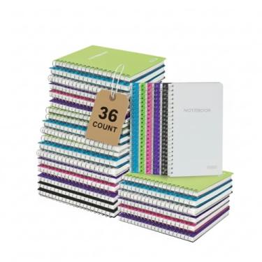 Imagem de BAZIC Caderno de composição 100 folhas 12,7 x 17,7 cm, caderno espiral com capa de poliéster, caderno pautado para faculdade, cores sortidas, pacote com 36