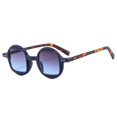 Imagem de Óculos de Sol Redondos Bicolores Estilo Punk Masculino com Lentes Transparentes Degradê e Rebites para Mulheres, Proteção UV400, Ideais para Esportes ao Ar Livre, Corrida e Ciclismo, Azul Cinza e Azul