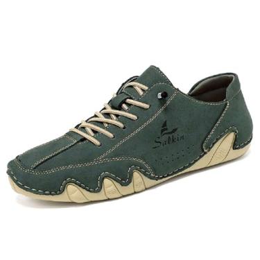 Imagem de mitvr Sapatos de condução masculinos casuais mocassins masculinos modernos tênis confortáveis para caminhada, Verde, 45