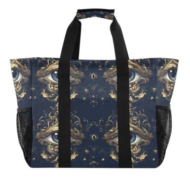 Imagem de STAYTOP Sacos de praia grandes com olhos misteriosos para mulheres e homens, à prova d'água à prova de areia, bolsa de natação para piscina, academia, compras, viagens