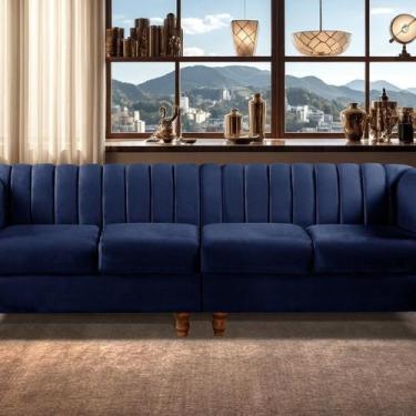 Imagem de Sofá 4 Lugares Decoração Retrô Clássico Realeza Chesterfield - BELLA D