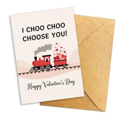 Imagem de Cartão de dia dos namorados I choo choo choose you – cartão de trocadilho fofo para namorado, namorada, marido, esposa, mensagem romântica doce e engraçada, envelope vermelho incluído – único 14 x 20