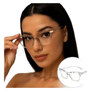 Imagem de Armação Óculos Sem Grau Cristal Gatinho Sofisticado Feminino - WB