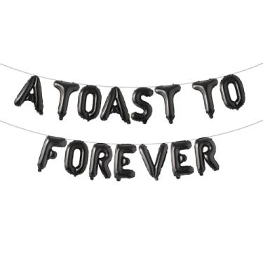 Imagem de A TOAST TO FOREVER Last Toast On The Coast Decorações de festa de despedida de solteira sob o mar balões bandeira verão praia costeira decoração de chá de panela (Um brinde à eternidade)