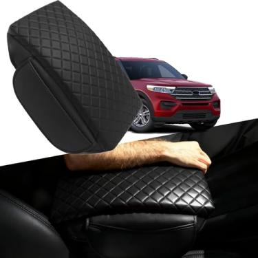 Imagem de CIMIAUTO Capa de apoio de braço engrossada adequada para Ford Explorer 2020-2024 2025 acessórios de capa de console central, capas de descanso de braço de couro PU protetor de tampa caixa de assento