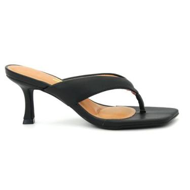 Imagem de Tamanco Feminina Vizzano 6536.101 Salto Baixo Fino Dedo, 36, Preto