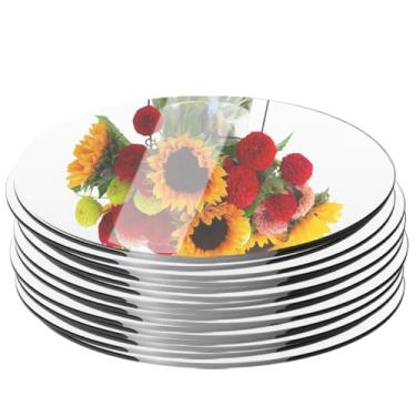 Imagem de Pacote com 14 espelhos redondos de acrílico para centros de mesa, 15 cm, 20 cm, adesivos autoadesivos de espelho para parede, casa, sala de estar, quarto, decoração, espelhos pequenos para artesanato