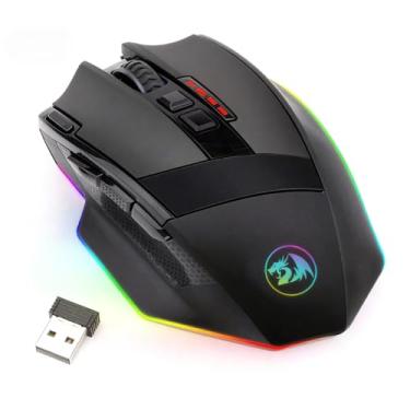 Imagem de Redragon Mouse para jogos M801 sem fio, mouse para jogos RGB com botões de edição macro programáveis MMO 9, UP 16000 DPI ajustável, botão de disparo rápido para jogos, Windows, PC - sem fio, preto