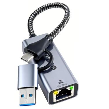 Imagem de Adaptador USB para Ethernet, USB para RJ45 para Nintendo Switch 2 ou 1, adaptador Gigabit para USB A ou USB C, rede LAN de 1000 MBPS para laptop, MacBook, Chromebook, Surface, desktop, PC e mais