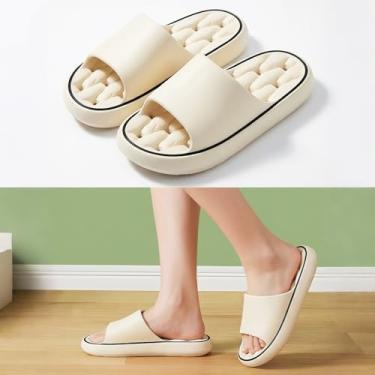 Imagem de Chinelos de nuvem para mulheres e homens, chinelos de chuveiro antiderrapantes de secagem rápida para banheiro, piscina, praia, ambientes internos e externos, Bege, 8-9