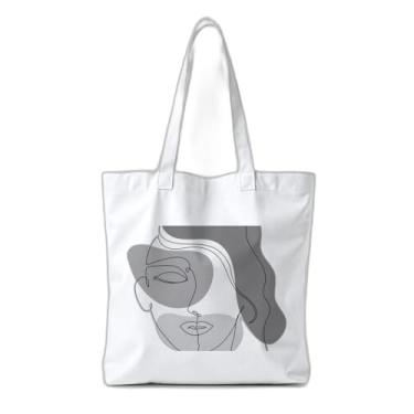 Imagem de Kit 10 Sacola Ecologica Charmosa e Reutilizável 38x41.5cm Estampa Rosto Feminino Abstrato