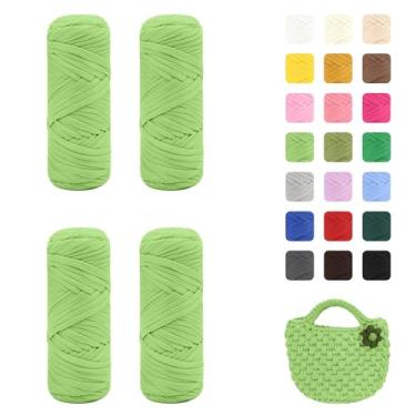 Imagem de Maxee Pacote com 4 fios de camiseta premium (200 g/75 m cada), fio de fita macia para crochê e tricô - cor intensiva e fácil de cuidar