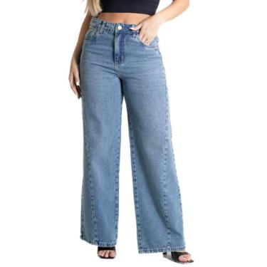 Imagem de Calça Jeans Sawary Wide Leg - 281021 - Azul medio 46, 46, Azul