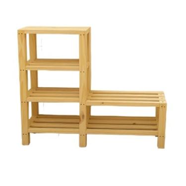 Imagem de Armário Organizador de Pinus com 4 Prateleiras Reforçadas Para Cozinha, Banheiro e Lavanderia Ideal para Famílias e Apartamentos