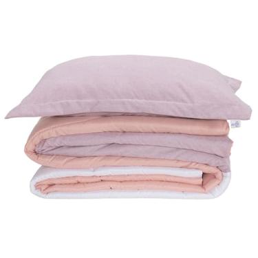 Imagem de Kit Edredom Solteiro, 5 Peças, Rosa, 240x180 cm, Edredom + Fronhas + Porta Travesseiro, Moderno, Liso, Poliéster