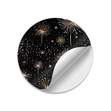 Imagem de Ladrilho Decorativo de Cerâmica Estampa Fogos de Artifício e Estrelas Douradas