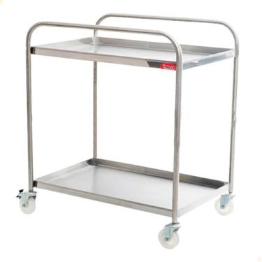 Imagem de Carrinho Para Transporte Imeca Em Aço Inox 430 C/ 2 Bandejas 52x80 E Rodízios Giratórios 6544