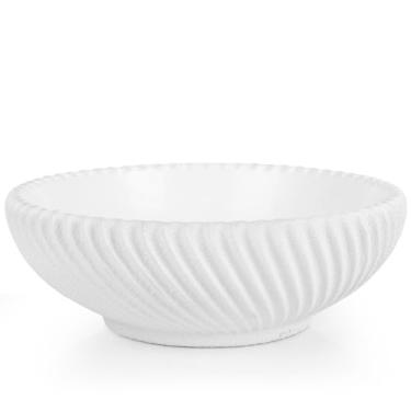 Imagem de LCCCK Tigela decorativa grande de 28 cm, suporte de chave estética, tigelas de babados para balcão de cozinha, tigela moderna para mesa de entrada, tigelas de frutas com pedestal geométrico para mesas