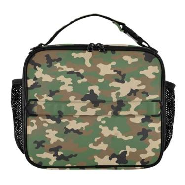 Imagem de Joisal Lancheira clássica com estampa de camuflagem para mulheres, meninas, lancheira masculina e infantil, lancheira para trabalho, portátil, bolsa térmica para meninos