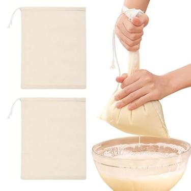 Imagem de 2 peças de pano de queijo para cozinha, 30 × 40 cm gaze para coar leite de nozes, bebida fria, chá, iogurte e café, coadores de alimentos de nylon reutilizáveis, utensílios de cozinha