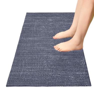 Imagem de TSENQUE Tapete de banheiro vertical envelhecido listrado abstrato tapete de cozinha, tapete de porta de entrada de desenho animado antiderrapante tapete de banho absorvente para casa e cozinha, 99 cm