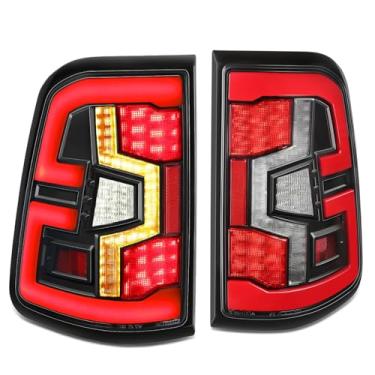 Imagem de DNA MOTORING Par de lanternas traseiras de barra de luz LED compatível com Ram 1500 2019-2024, serve para modelos com lâmpadas traseiras LED de fábrica sem detecção de ponto cego, preto, TL-HAY-003-BK