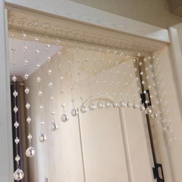 Imagem de Cortina de contas para portas, cortinas de contas de cristal para janelas divisória de quarto, café, formato de diamante transparente (20 cordas)