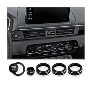 Imagem de DvlynAuroa Para Honda Pilot Accessories 2023-2025, kit de capas de botão de acabamento de liga de alumínio com 6 peças - inicialização, ar condicionado e ajuste de volume (preto)