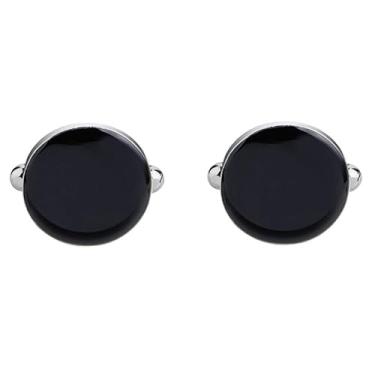 Imagem de Abotoaduras para homens, 1 par de abotoaduras de camisa clássica moda masculina para presente de festa de casamento de negócios, 1.4CM, Zinco, Sem Pedra Preciosa