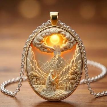 Imagem de Colar com pingente Samaritan Woman At The Well, joia cristã religiosa para mulheres, corrente ajustável com detalhes de cristal, One size., Metal, Sem Pedra Preciosa