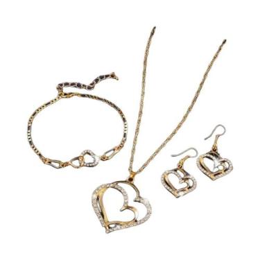 Imagem de Conjunto De Joias Femininas De Moda Com Colar, Brincos E Pulseira Para