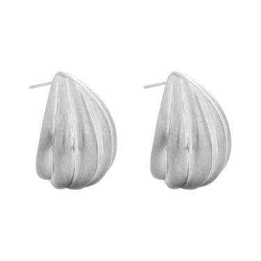 Imagem de Brincos de argola em forma de gota d'água para mulheres, brincos de argola grossos, listrados, pingentes, argolas para mulheres, joias modernas, 27x22mm, Cobre, Sem pedra preciosa