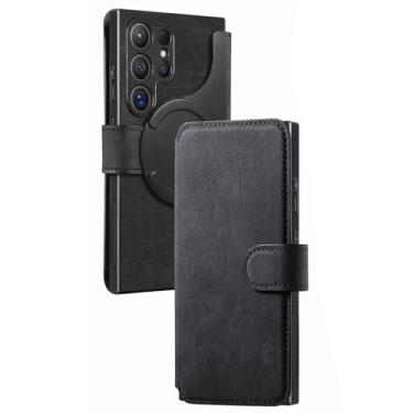 Imagem de Capa de couro para Samsung Galaxy S25/S25 Plus/S25 Ultra, capa com porta-cartões destacável para negócios, capa magnética ultrafina