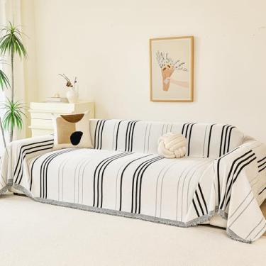 Imagem de VANJOROY Capa de sofá para sofá secional de 2 3 almofadas em forma de L – capa de sofá lavável 100% orgânica para cães de estimação, capa protetora de sofá macia com borla, 180 cm x 299 cm