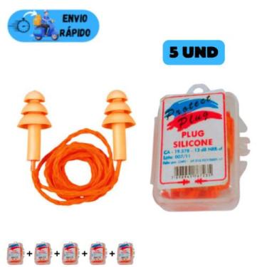 Imagem de Kit 5 protetores de ouvido protect auricular com plug silicone contra 