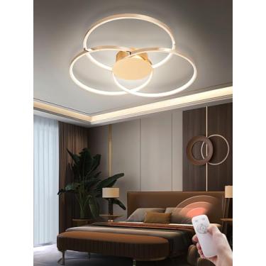 Imagem de Luminária de teto LED moderna para hall de entrada, dimerizável de 3000 a 6000K, com 3 anéis, controle remoto, ideal para sala de estar, quarto, cozinha, sala de jantar e varanda (banhada a