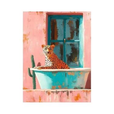 Imagem de Arte Em Tela De Pintura Abstrata De Animais Coloridos: Tigre, Chita, G