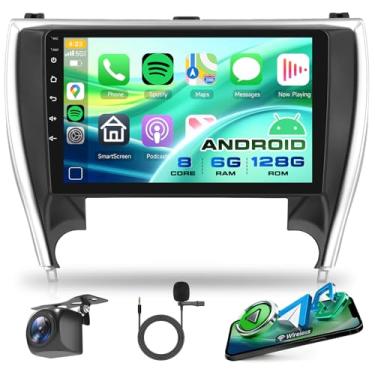 Imagem de Rádio estéreo automotivo 8 núcleos 6G + 128G Android 15 para Toyota Camry 2015 2016 2017, Rimoody Wireless Carplay Andorid Auto GPS 5G-WiFi 10,1 polegadas, tela sensível ao toque, DSP Bluetooth 5.0 FM