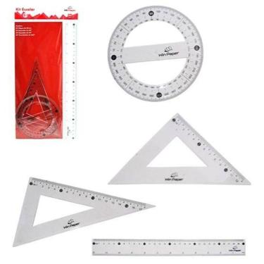 Imagem de Kit Régua Geométrica Acrilico 4 Peças Incolor