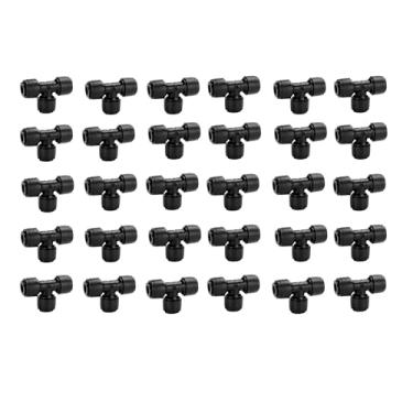 Imagem de Pacote com 30 conectores em T de irrigação por gotejamento de 1/10.2 cm, encaixe universal para tubos de irrigação de 1/10.2 cm