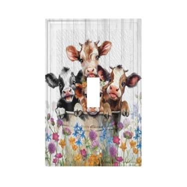 Imagem de TYIGBXFYO Highland Cow 1 Gang Single Toggle Decorativo Farmhouse Light Switch Covers Country Rústico Placas Elétricas de Parede Receptáculo Placa Frontal para Banheiro Casa