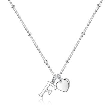 Imagem de Vrsilver Enfeites de cesta de Páscoa - Colares de coração com inicial de coração para meninas, colar de prata 925 para mulheres, presentes para meninas, presentes delicados de coração, colares de